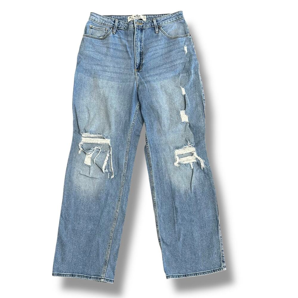 Hollister Curvy Ultra High Rise Dad Jeans 13R‎ W31 L31 Distressed Straight Leg